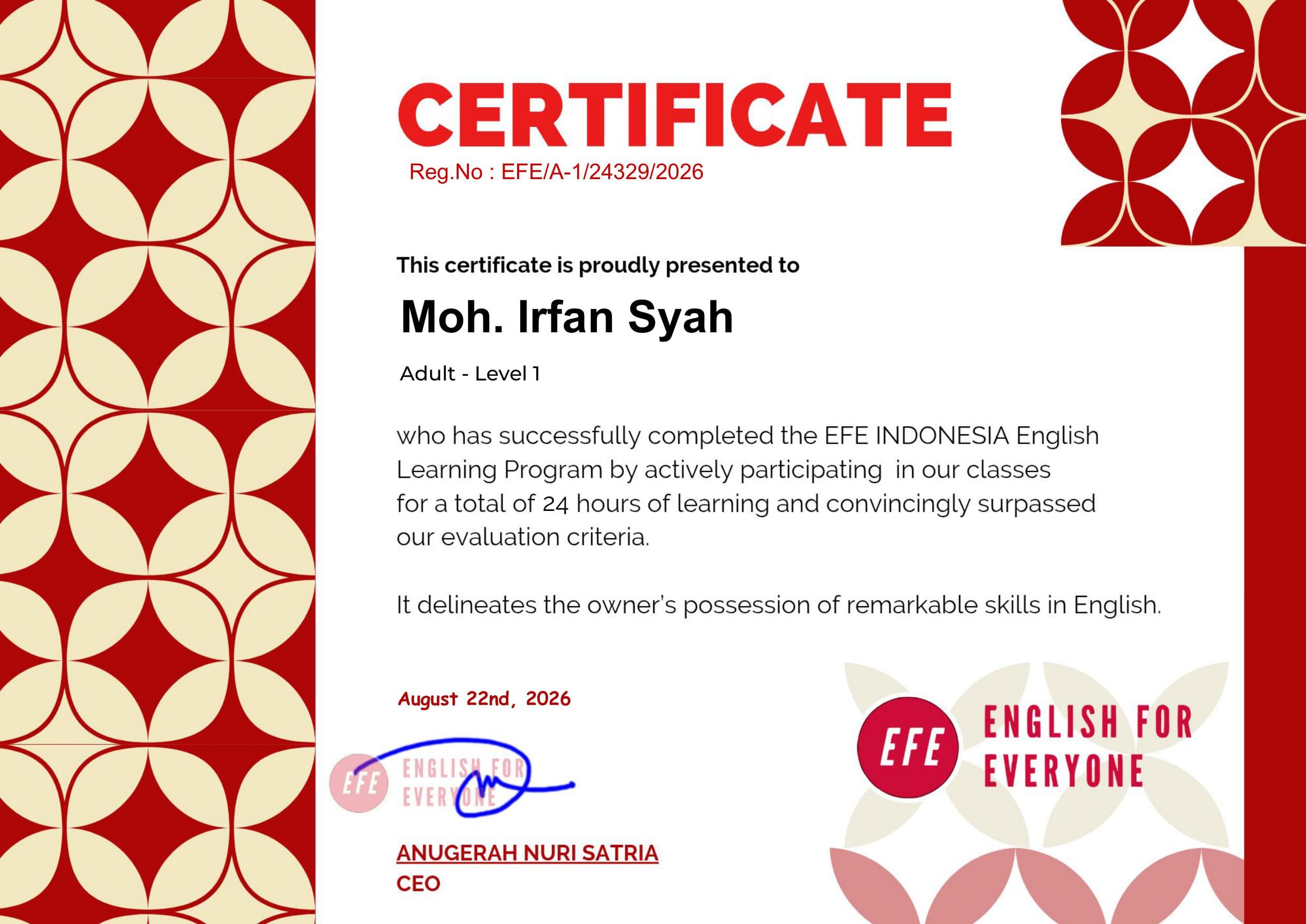 Sertifikat EFE